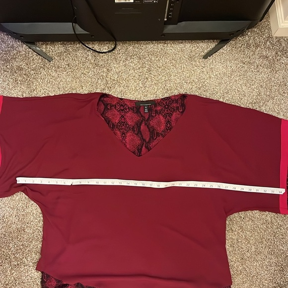 White House Black Market Red 3/4 Sleeve Embellished Blouse - Picture 12 of 12